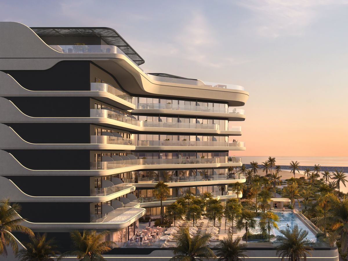 Ampersand Beach House, the beachfront elevation at sunset