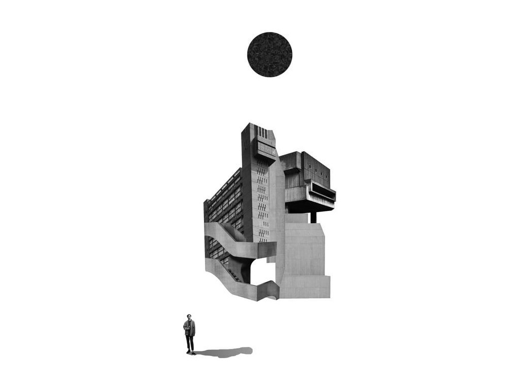 Brutalist tower — collage study