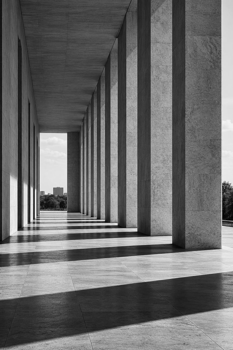 Colonnade in raking light