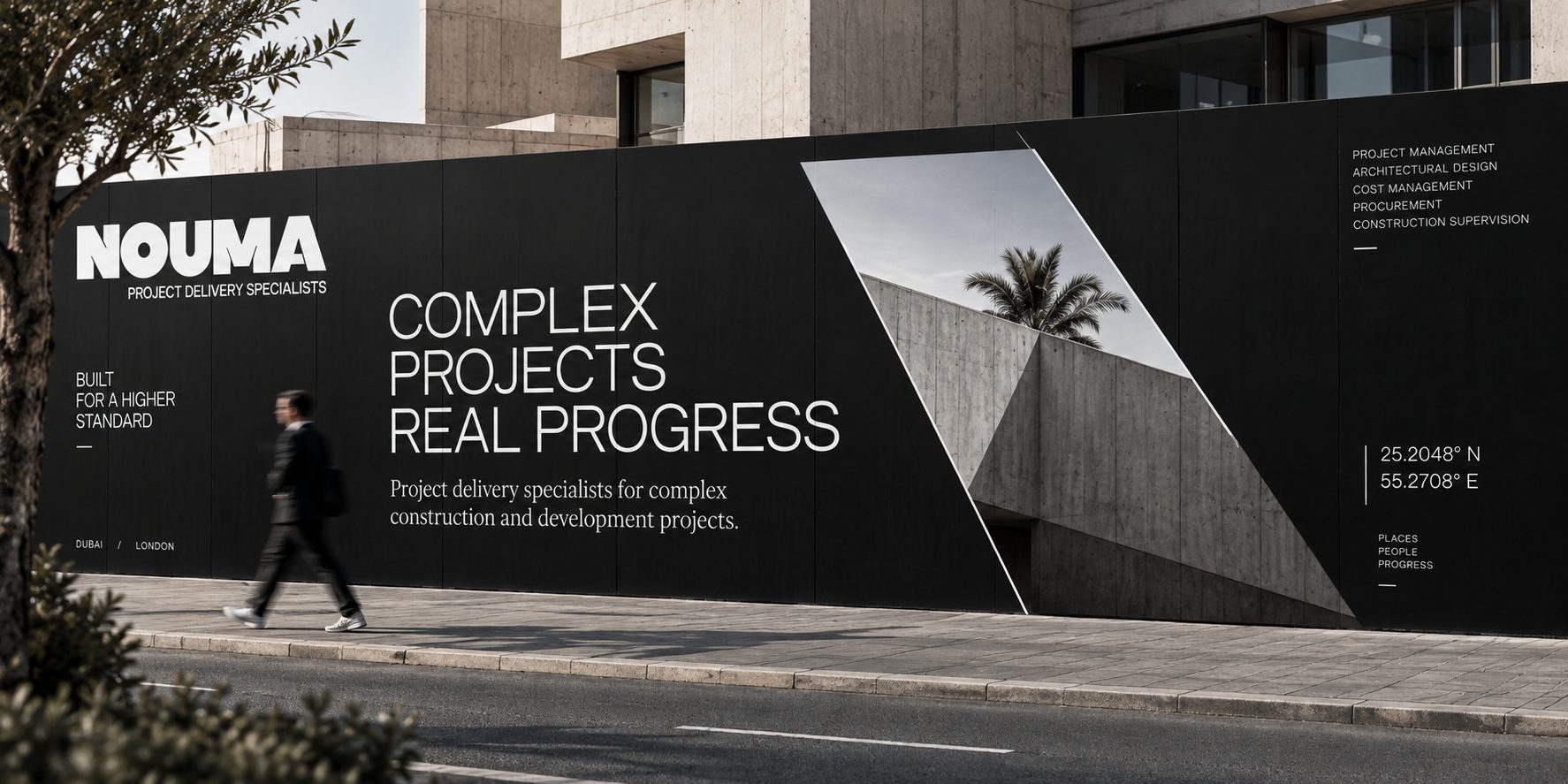 NOUMA site hoarding, Dubai — Complex projects, real progress